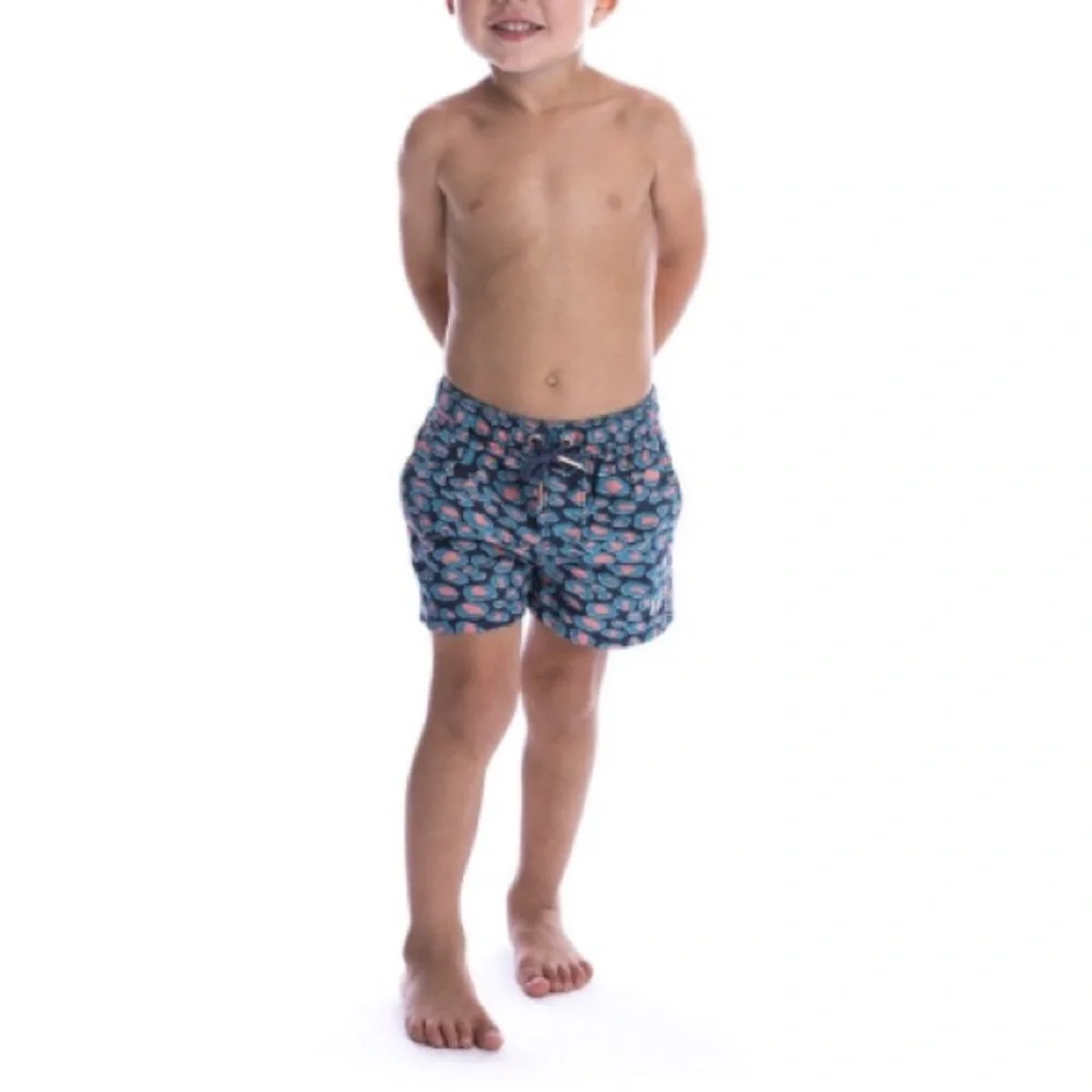 BEAU HUDSON Blue Toddler Leopard Swim Shorts 3T